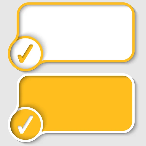 Dos marco de texto amarillo y casilla de verificación — Archivo Imágenes Vectoriales