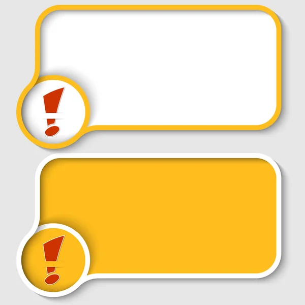 Deux cadres de texte jaune et un point d'exclamation rouge — Image vectorielle