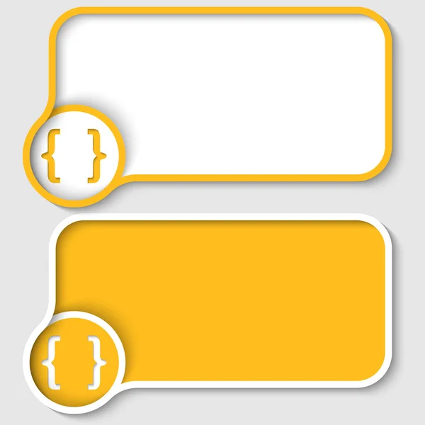 Dos marcos de texto amarillo y corchetes — Vector de stock