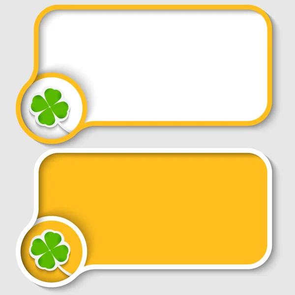 Twee gele tekstframe en klaverblad — Stockvector