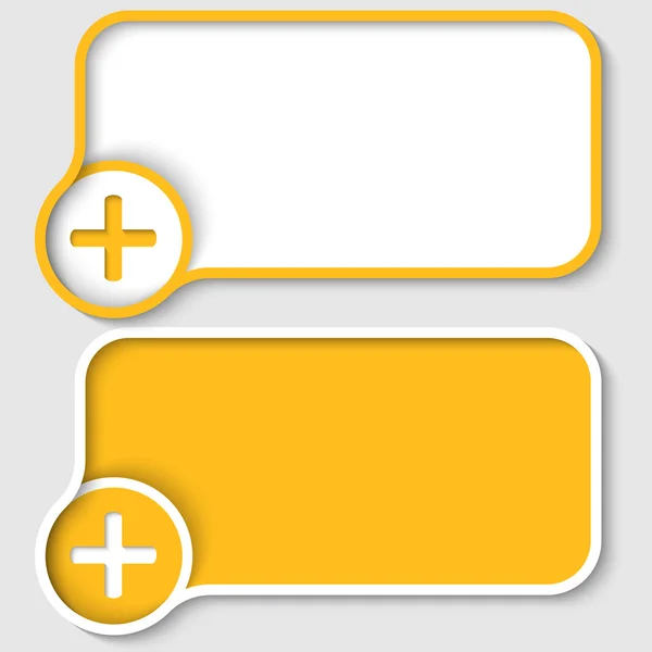 Zwei gelbe Textrahmen und Pluszeichen — Stockvektor