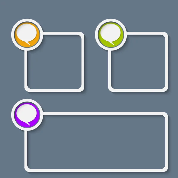 Conjunto de tres marcos blancos para cualquier texto con burbuja de voz — Archivo Imágenes Vectoriales
