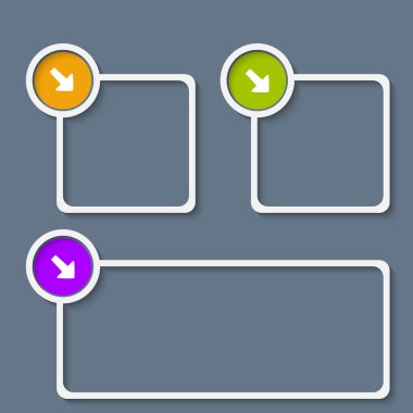 ok ile herhangi bir metni için üç beyaz bir çerçeve kümesi