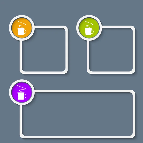 Jeu de trois cadre blanc pour tout texte avec tasse de café — Image vectorielle