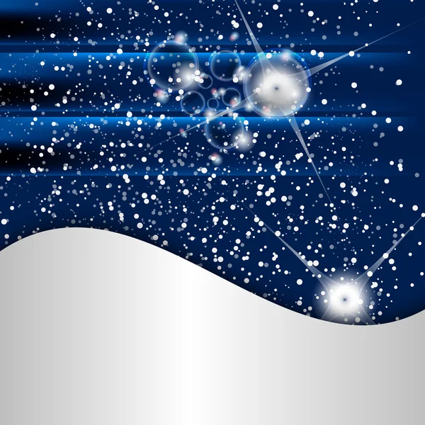 Blauwe abstracte achtergrond met stralen en dalende sneeuw — Stockvector