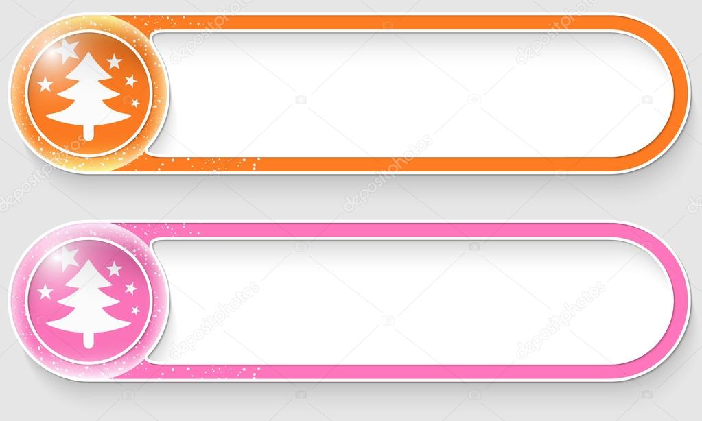 orange and pink vector abstract buttons with a Christmas tree