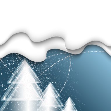 Üç Noel ağaçları ve düşen sn mavi vektör arka plan