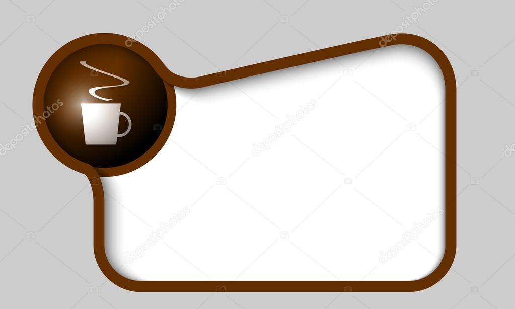 brown text box for any text with cup of coffee