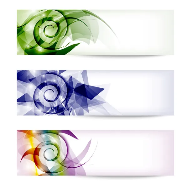 Set colored abstract banners with spirals — Stock Vector