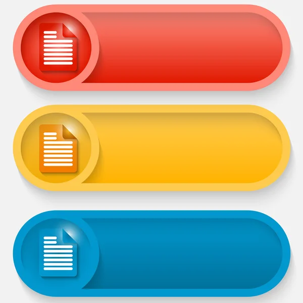 Conjunto de três vetor colorido botão abstrato com ícone — Vetor de Stock