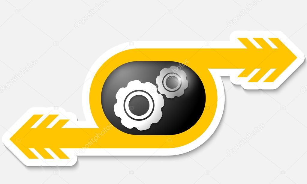 yellow object with arrow and cogwheels
