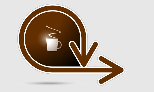 Circlular doos met twee pijlen en kopje koffie — Stockvector