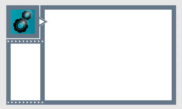 Marcos de texto asociados con ruedas dentadas y flechas — Vector de stock