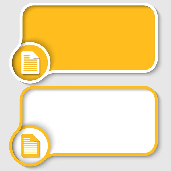 Set of two yellow text frames and notes icon — Stock Vector