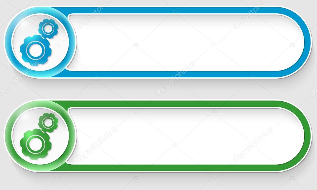 blue and green vector abstract buttons with cogwheels