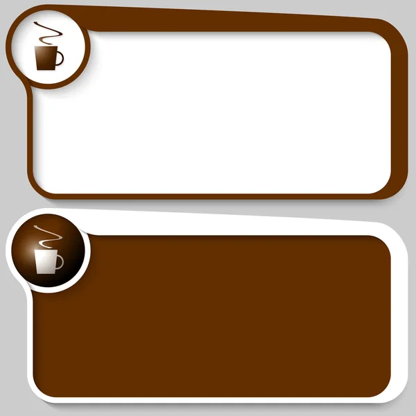 Set van twee vector tekstvak en kopje koffie — Stockvector