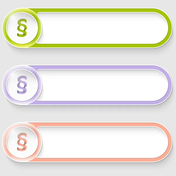 Set of three vector abstract buttons with paragraph — Stock Vector