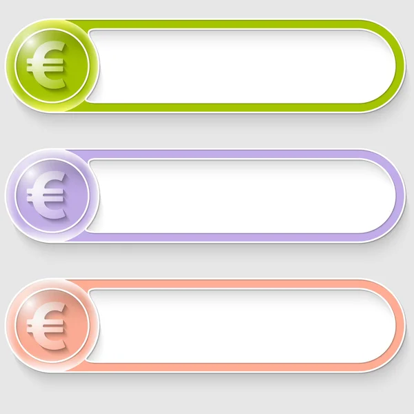 Conjunto de tres botones abstractos vectoriales con signo de euro — Vector de stock