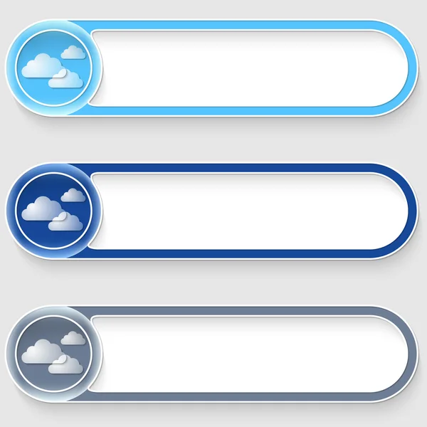 Set of three vector abstract blue buttons with clouds — Stock Vector