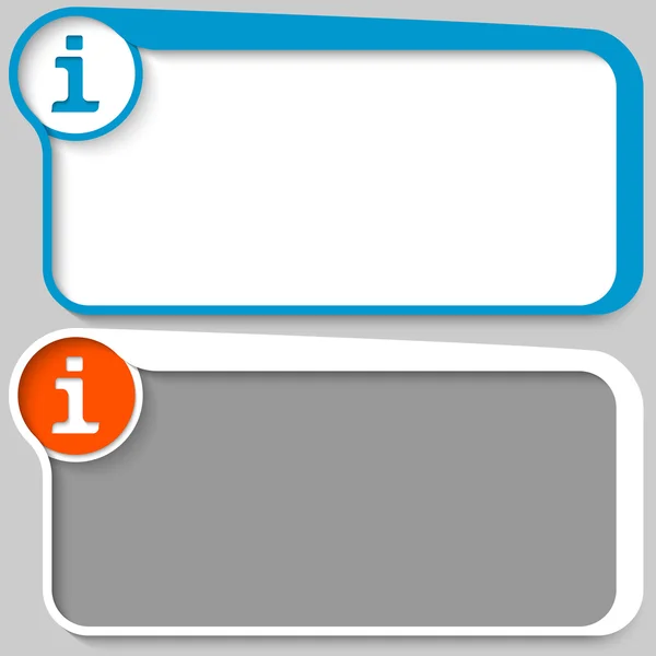 Dois vetor caixa de texto e ícone info — Vetor de Stock