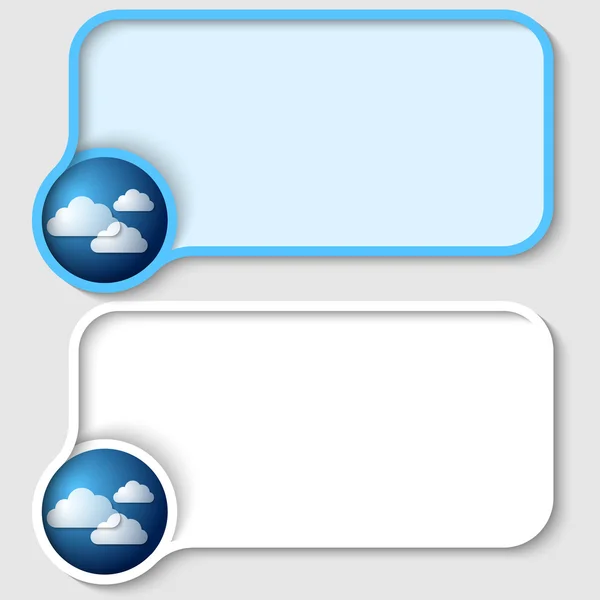 Uppsättning av två blå textramar och moln — Stock vektor
