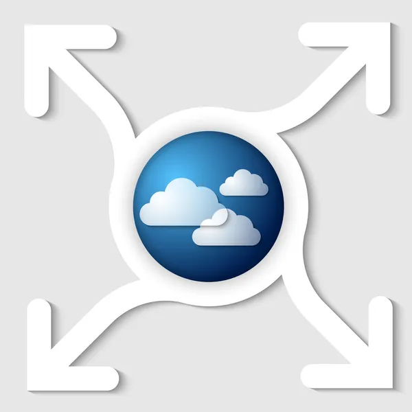 Abstrakter Rahmen mit vier Pfeilen und drei Wolken — Stockvektor