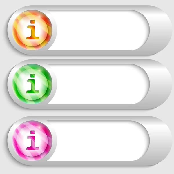 Set di tre bottoni in argento con icone info — Vettoriale Stock