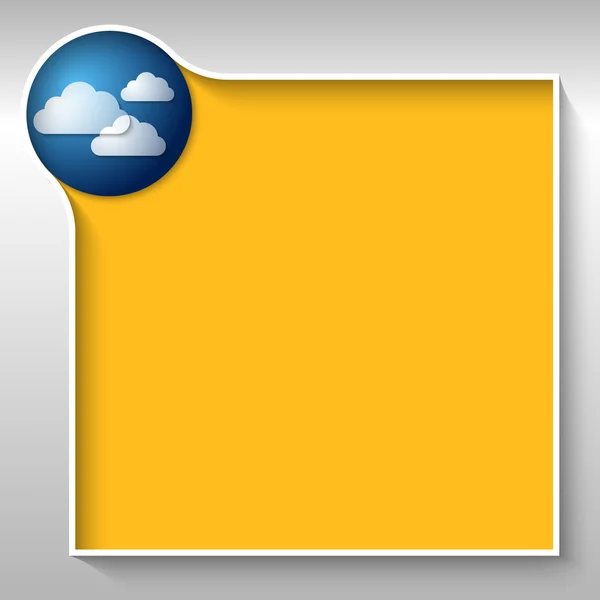 Cuadro de texto amarillo para cualquier texto con nubes — Vector de stock