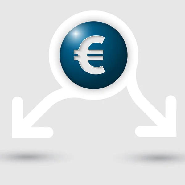 Quadro de texto abstrato com duas setas e sinal de euro — Vetor de Stock