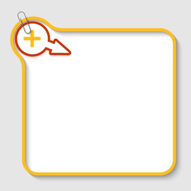 Sarı vektör metin çerçevesiyle artı işareti ve ataş