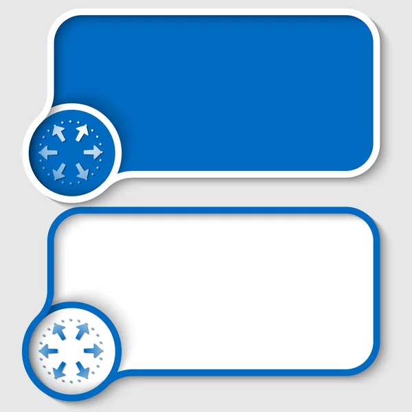Conjunto de dos marcos de texto azul y flechas — Vector de stock