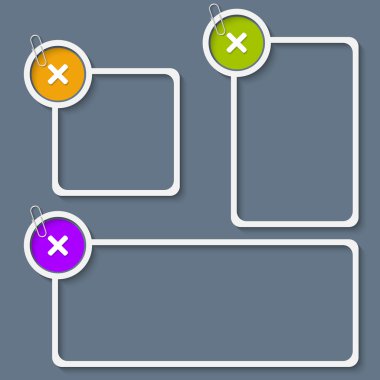 yasak işareti ve kağıt cl ile herhangi bir metin için üç beyaz bir çerçeve kümesi