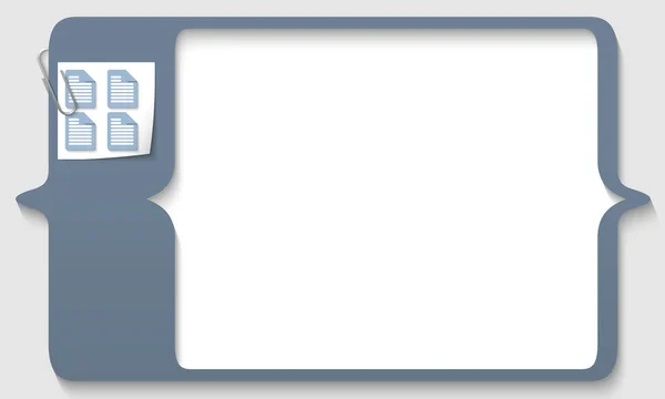 Cuadro de texto para cualquier texto con iconos de notas y clip de papel — Archivo Imágenes Vectoriales