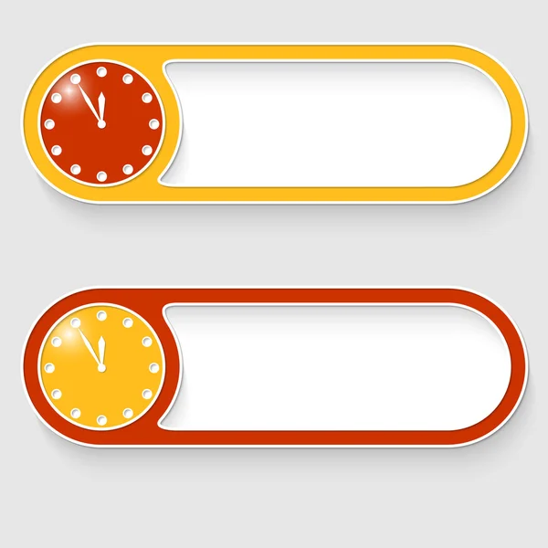 Ensemble de deux boutons vectoriels abstraits avec horloge — Image vectorielle