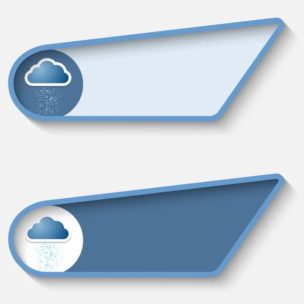 Conjunto de dos cuadros azules para texto y nube y lluvia — Archivo Imágenes Vectoriales