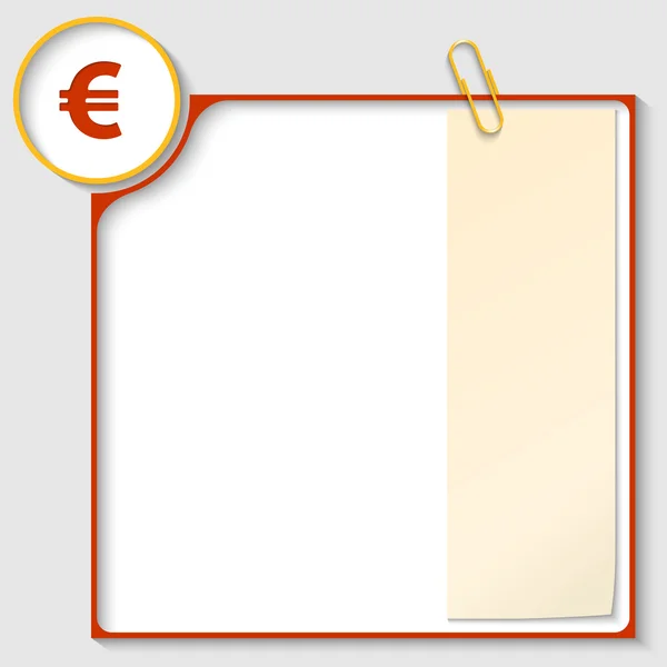 Cornice rossa per testo con cartello in euro e carta da lettere — Vettoriale Stock