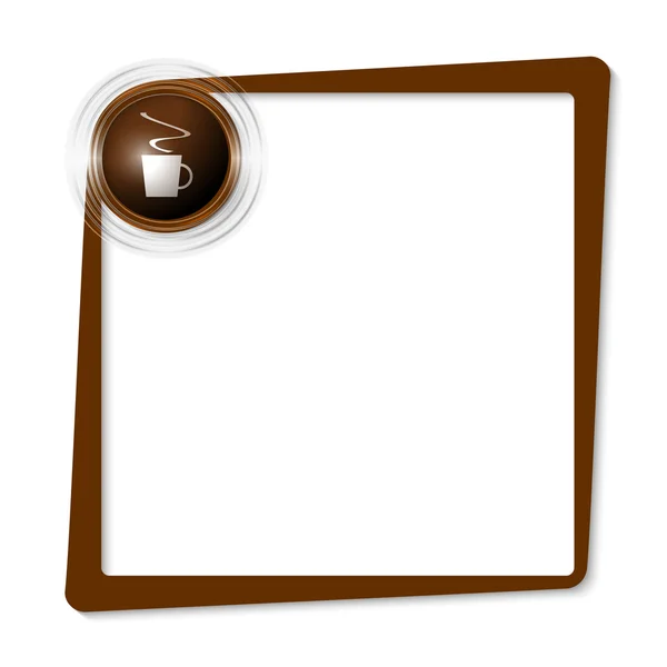 Marco de texto marrón y círculos transparentes con taza de café — Vector de stock