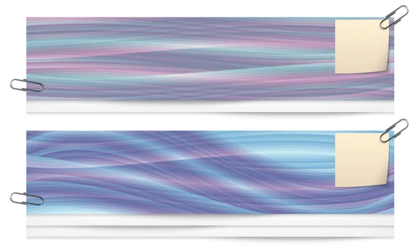 Jeu de deux bannières vierges avec lignes et trombone — Image vectorielle