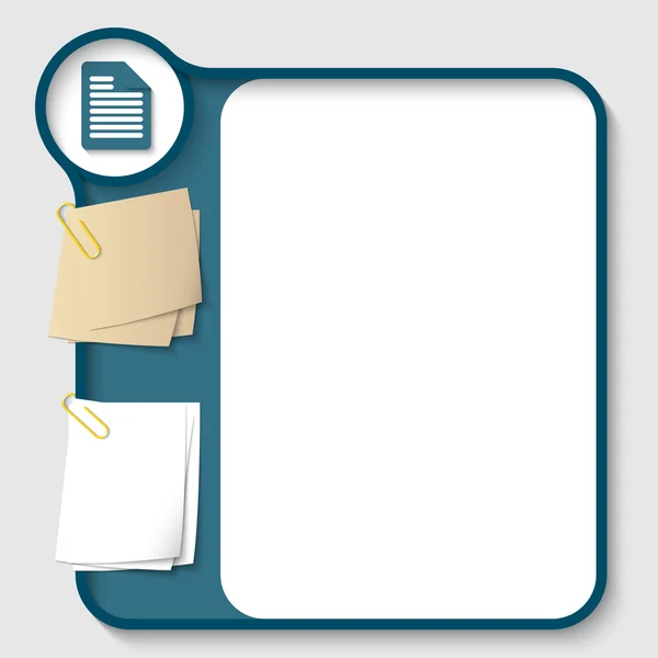 矢量与两个纸夹和笔记的任何文本的文本框架 — 图库矢量图片