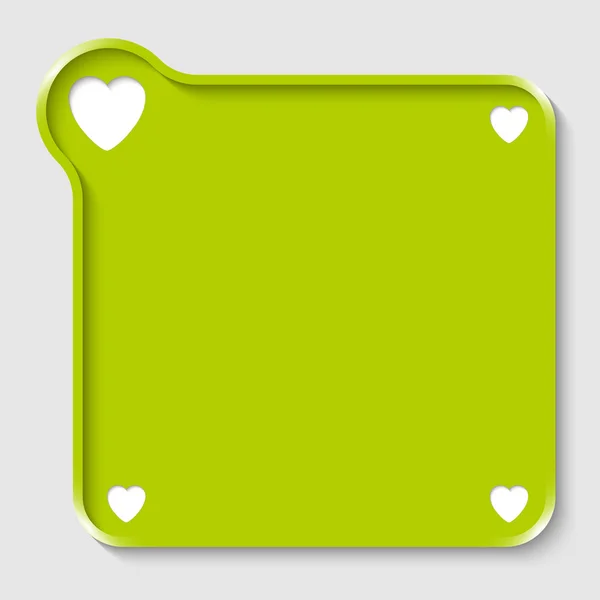 Caixa de texto verde para qualquer texto com corações — Vetor de Stock