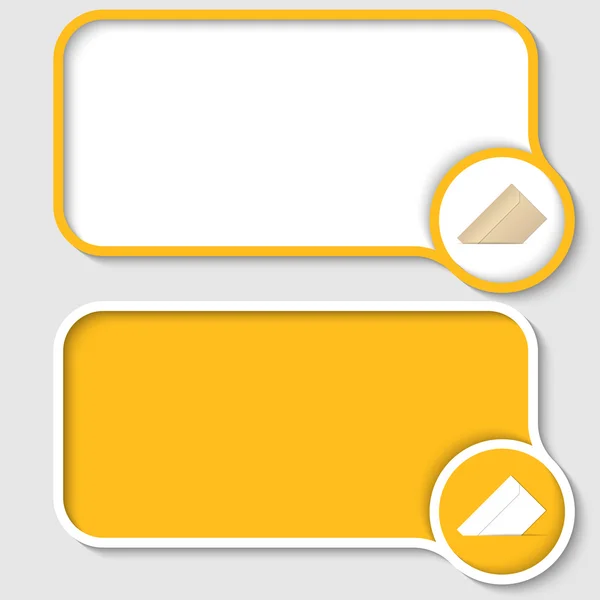 Conjunto de dos marco de texto amarillo y sobre — Vector de stock