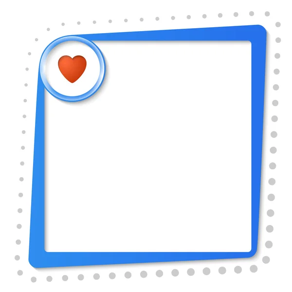 Blue text frame with heart and gray dots — Stock Vector