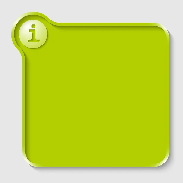 Зеленое текстовое поле для любого текста со значком информации — стоковый вектор