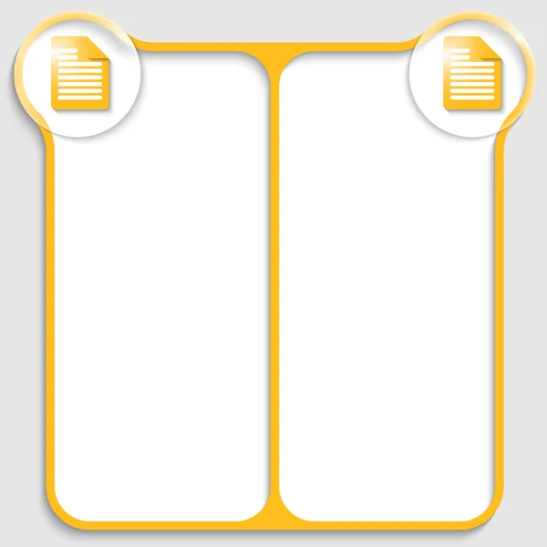 Gelbes doppeltes Textfeld für beliebigen Text mit Notizsymbolen — Stockvektor