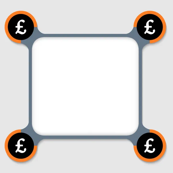 Quadro laranja e cinza para qualquer texto com sinais de quatro libras — Vetor de Stock