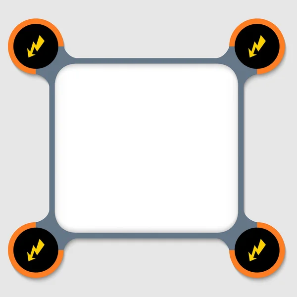 Oranje en grijs frame voor elke tekst met vier knippert — Stockvector