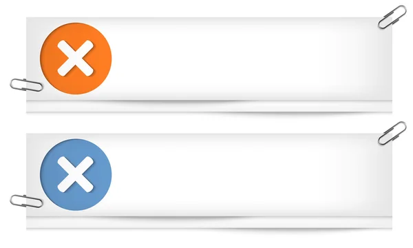 Jeu de deux bannières vierges avec marque d'interdiction — Image vectorielle