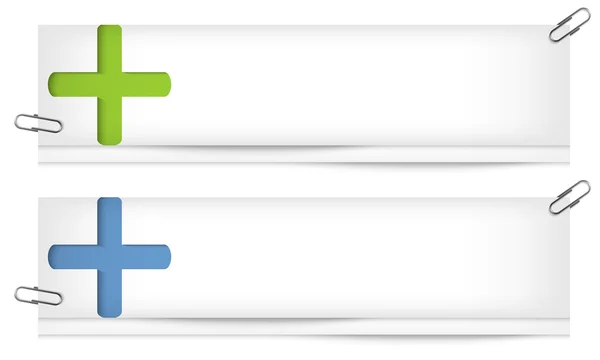 带有加号的两个空白横幅一套 — 图库矢量图片