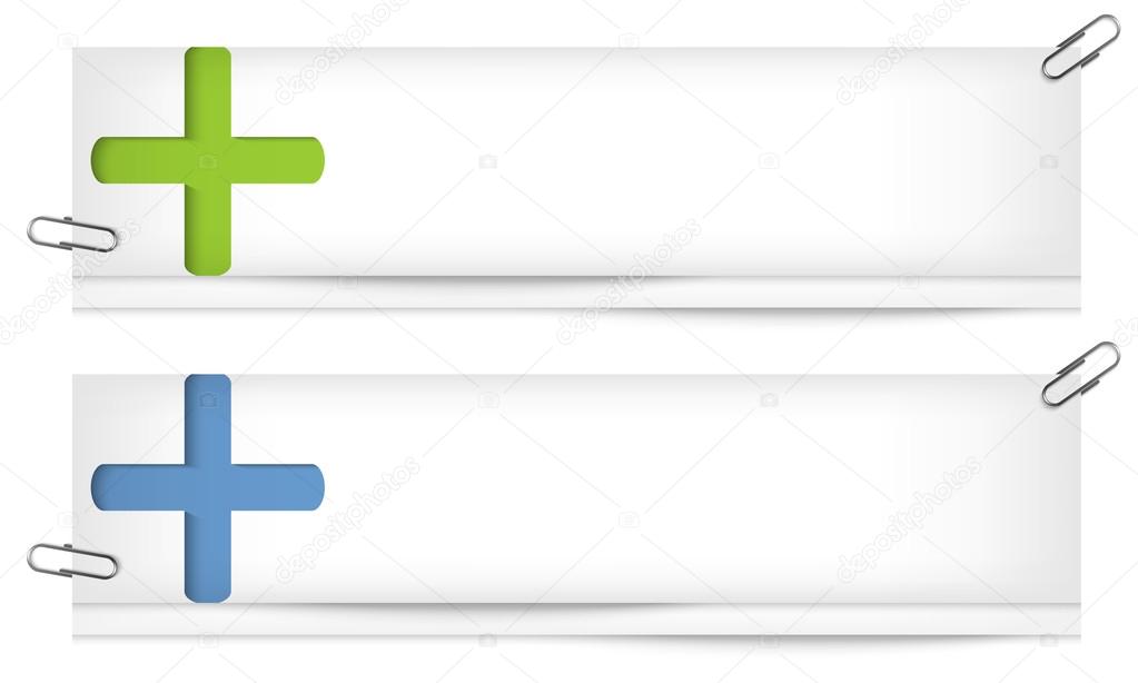 set of two blank banners with plus sign