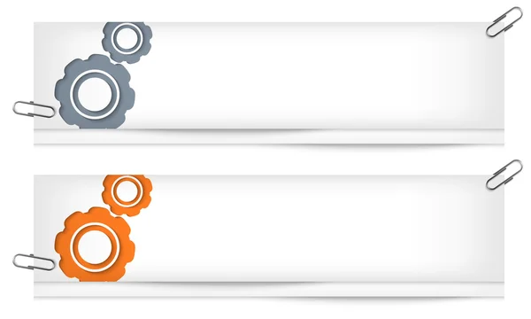 Set van twee lege banners met tandwielen — Stockvector